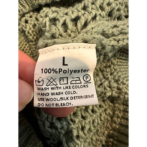 Star Women's Open Knit Pullover Sweater Green Size Large – Cozy & Cute Crochet - Picture 4 of 7